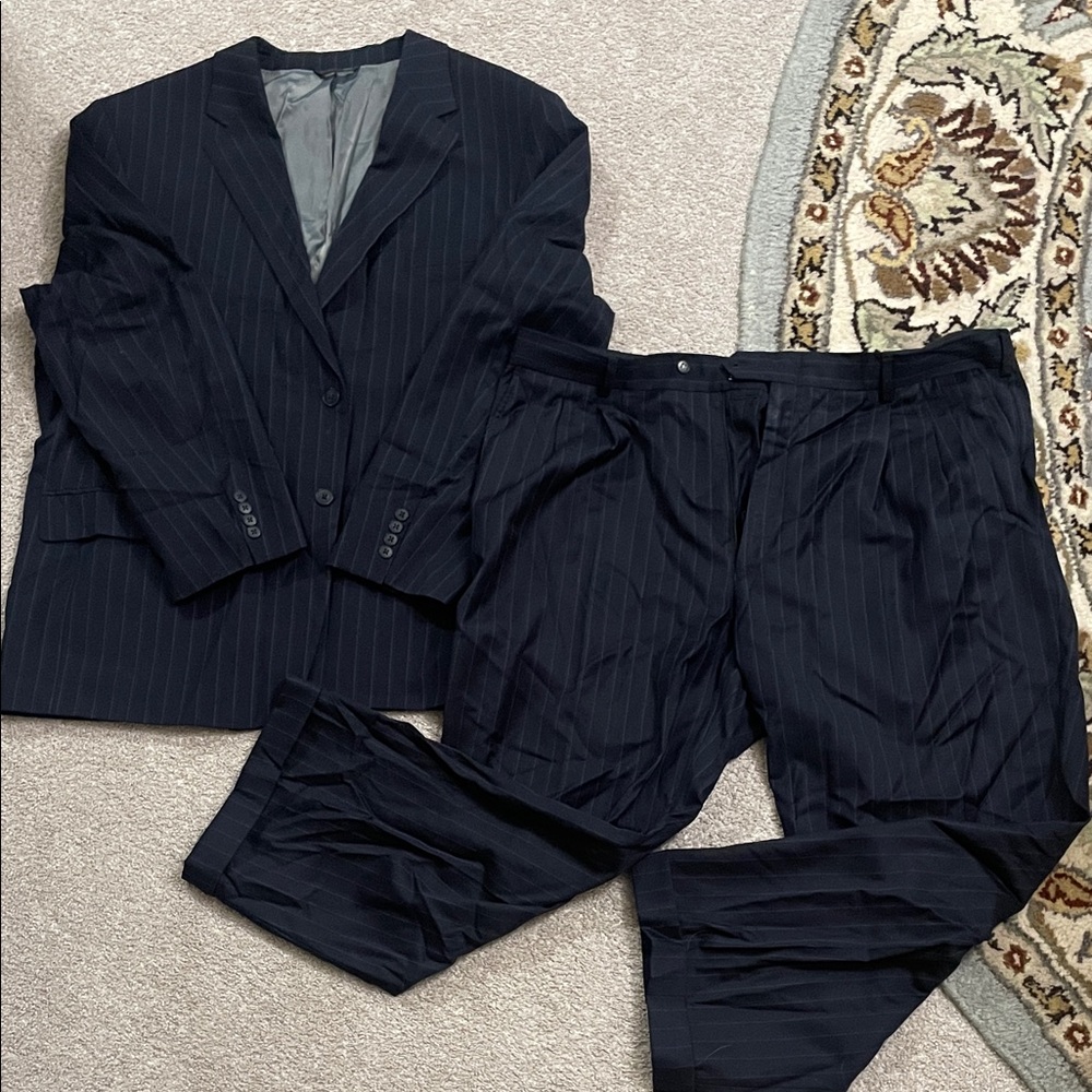 Classic 2piece Navy Blue Pinstripe Men's Suit